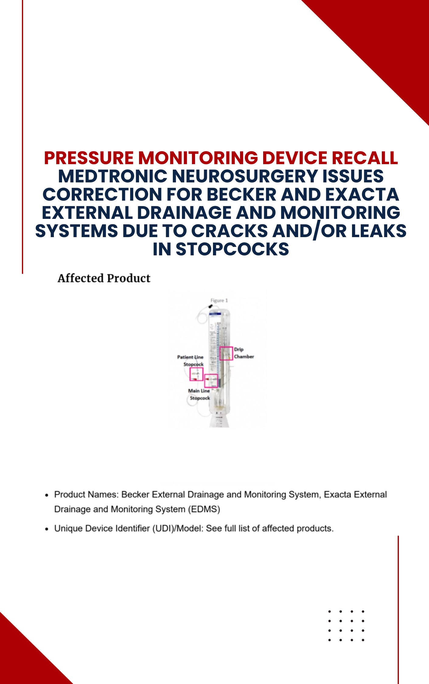 Pressure monitoring device recall